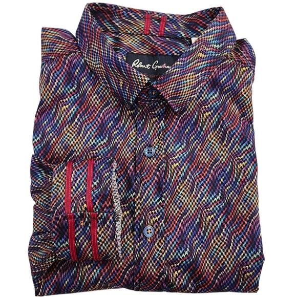 NWOT Robert Graham Tilston Tailored Fit Button Down Purple Wave Shirt Men XL - Picture 1 of 10
